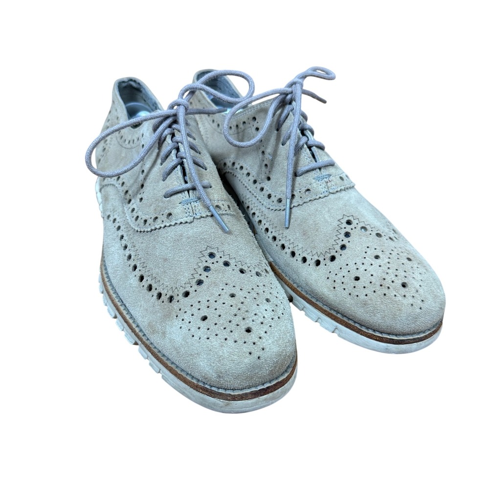 Cole Haan Zerogrand Wingtip Oxford Mens 11M Tan Suede Brogue C12980 Lace Up Shoe